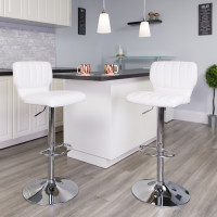Flash Furniture CH-132330-WH-GG Contemporary White Vinyl Adjustable Height Barstool